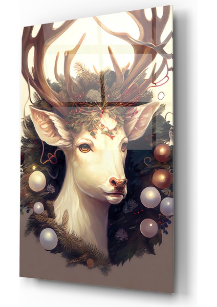 Beyaz Geyik Cam Tablo modelleri