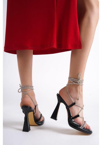 Serra Siyah Taşlı Yüksek Platform Topuklu Abiye Ayakkabı modelleri