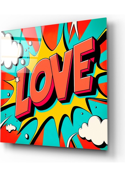 Love Popart Dekoratif Cam Tablo