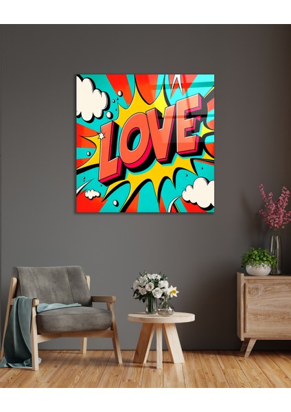 Love Popart Dekoratif Cam Tablo