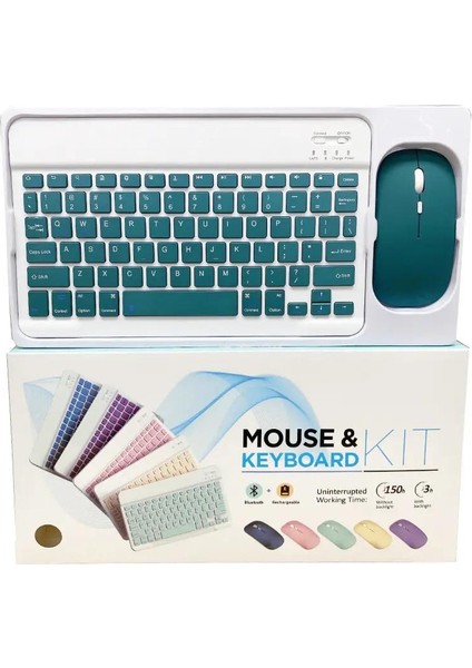 Apple Ipad 10. Nesil 10.9 2022 A2696 A2757 A2777 Uyumlu Kablosuz Bluetooth Klavye Mouse+Set