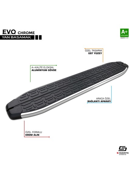 Jeep Commander Evo Krom Yan Basamak 173 cm 2006-2010