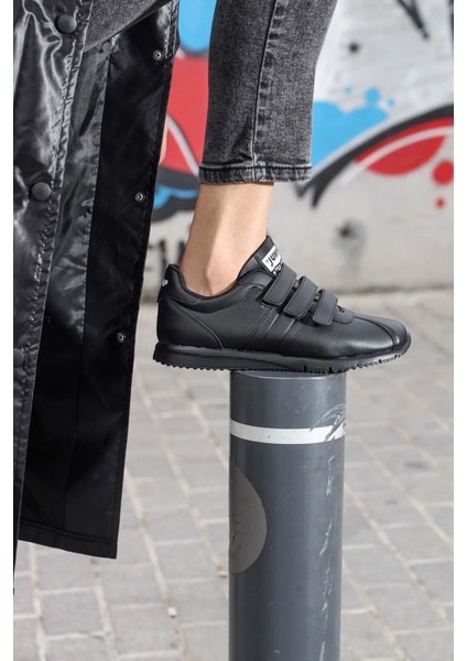 26835 Siyah Cırtlı Bantlı Sneaker Spor Ayakkabı V6