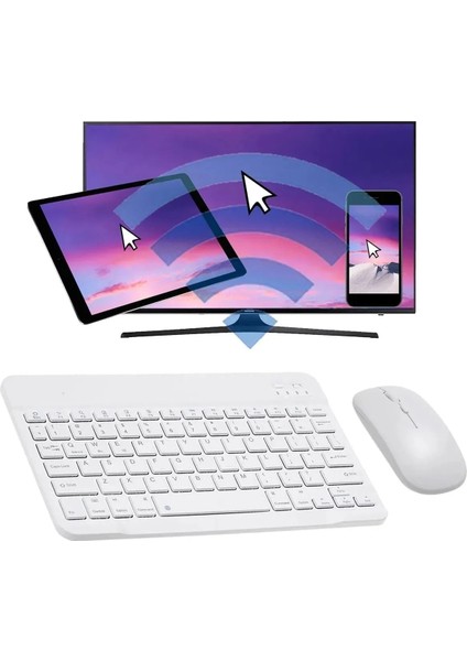 Lenovo Tab M10 Plus 3.nesil 10.6 Inç TB-125F - TB-128F Uyumlu Kablosuz Bluetooth Klavye Mouse+Set