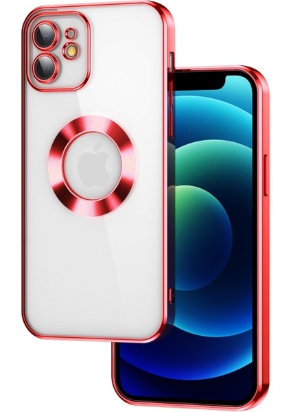 Apple iPhone 11 Uyumlu Kılıf Kamera Korumalı Kenarları Renkli Şeffaf Logo Gösteren Parlak Kapak