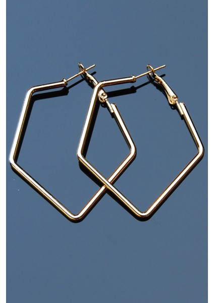 Altın Renk Boru Beşgen Klipsli Küpe 2mm Y5CM / G4.5cm