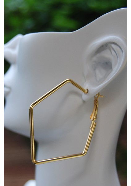 Altın Renk Boru Beşgen Klipsli Küpe 2mm Y5CM / G4.5cm fiyatları