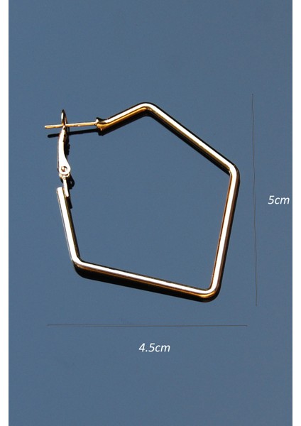 Altın Renk Boru Beşgen Klipsli Küpe 2mm Y5CM / G4.5cm modelleri