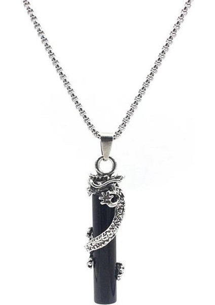 Ejderha Motifli Çelik Zincir Dilek Kolyesi