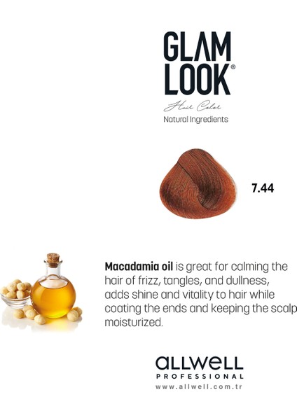 Glamlook Hair Color Intense Copper Blonde/kumral Yoğun Bakır 7.44 100 ml