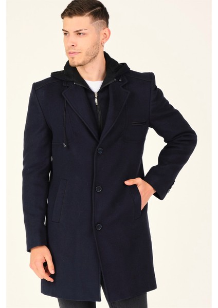 Erkek Palto Midi Boy Koyu Lacivert Yün Malzeme ile Şık Tasarım fiyatları