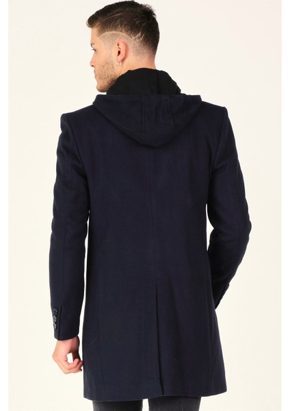 Erkek Palto Midi Boy Koyu Lacivert Yün Malzeme ile Şık Tasarım modelleri