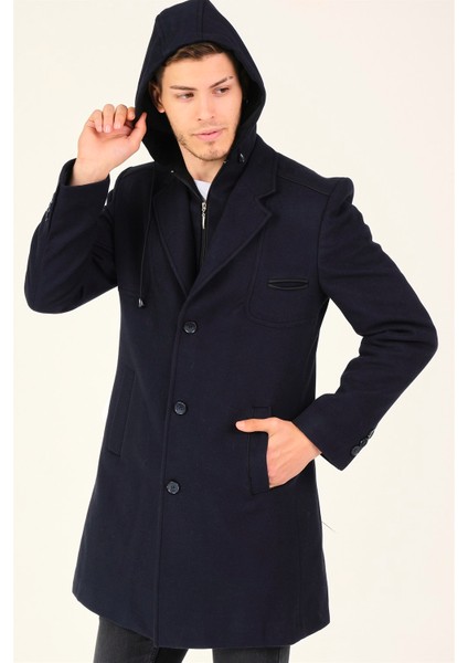 Erkek Palto Midi Boy Koyu Lacivert Yün Malzeme ile Şık Tasarım fırsatları