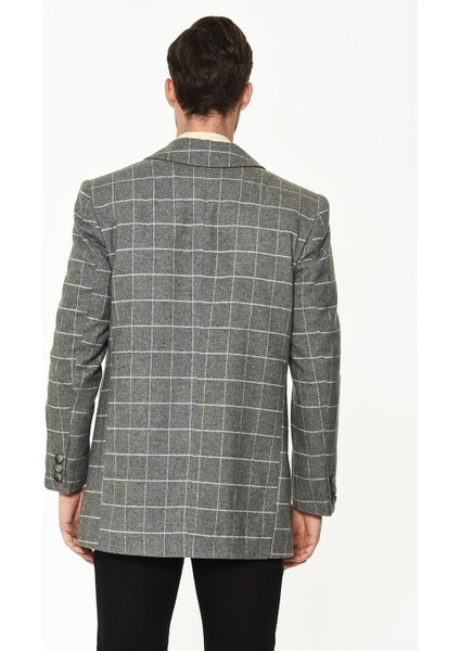 Erkek Palto Düz Gri %70 Yün %30 Polyester Uzun Kollu Midi Kesim modelleri