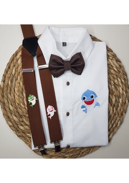 Baby Shark Konseptli Askı Papyon Gömlek