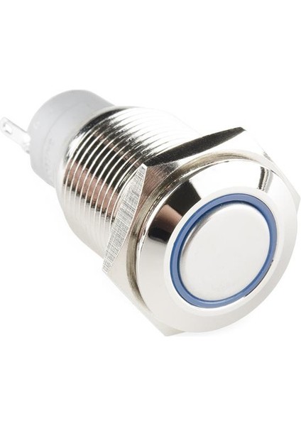 "d-36" 12 Volt 16 mm Mavi Işıklı Metal Push Buton