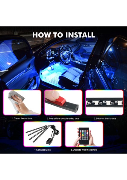 Seat Altea Sese Duyarlı Ayak Altı LED Aydınlatma Kumandalı Rgb