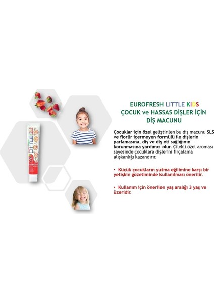 Eurofresh Little Kids Çocuk ve Hassas Dişler Için Diş Macunu 50G - Çilekli - (3 Yaş Üzeri) fiyatları