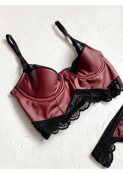 Dantel Detaylı Deri Büstiyer Takım modelleri