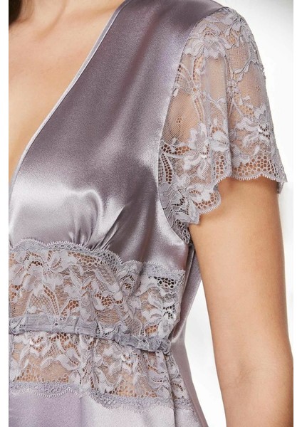 Saten Dantelli Midi Sabahlık 1020 Royal fiyatları