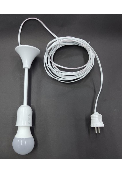 10 Metre 2x0.75 Kablolu Fişli Duylu Ampül Dahil Seyyar Lamba Uzatma Kablolu Tak Çalıştır Tamir Işığı