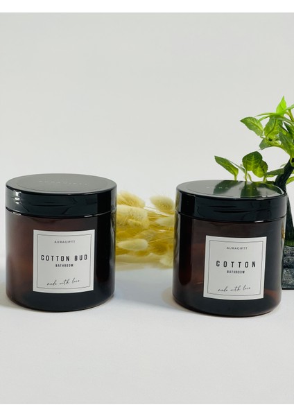 2'li Amber Sert Mika Pamuk ve Kulak Pamuğu Seti / Cotton - Cotton Bud