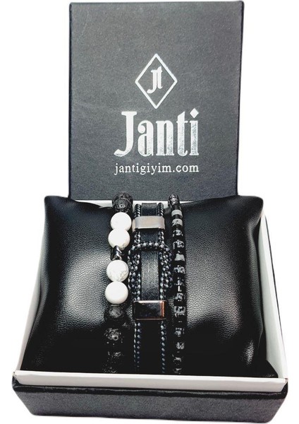 JTSS23KOB1270 Janti Kombin Bileklik Obsidyen Onyx Havlit Lav Hematit Doğaltaş Hakiki Deri modelleri