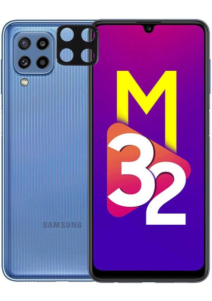 Samsung Galaxy M32 Uyumlu Kamera Lens Koruyucu Tam Kaplayan Kavisli Kamera Lens Koruyucu