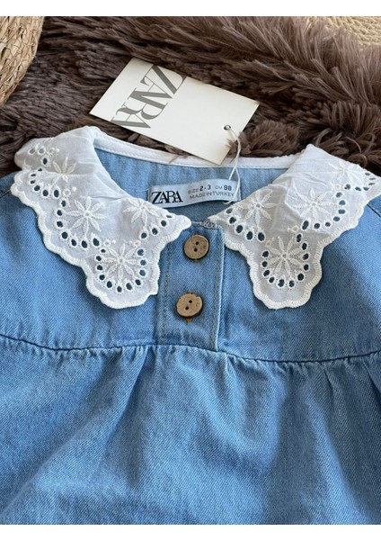 Mavi Yaka Detaylı Kot Elbise fiyatları