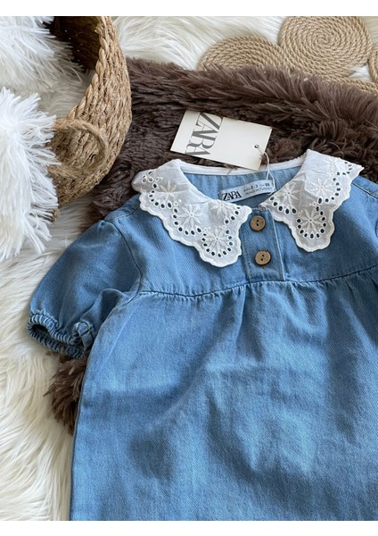 Mavi Yaka Detaylı Kot Elbise modelleri