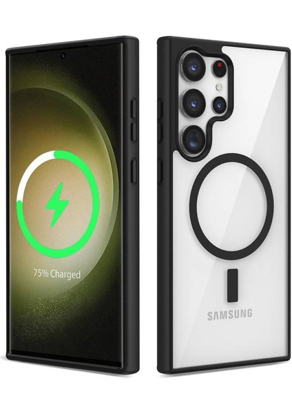 Samsung Galaxy S23 Ultra ile Uyumlu Kılıf Wireles Şarj Özellikli Magsafe Telefon Kılıfı Kapak
