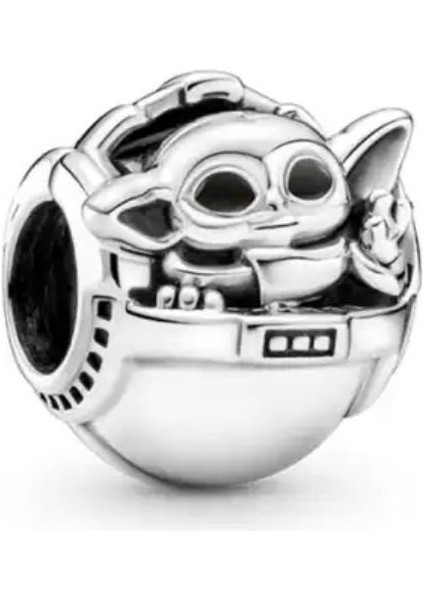 Gümüş S925 Damgalı Star Wars Grogu - Baby Yoda & Beşik Charm