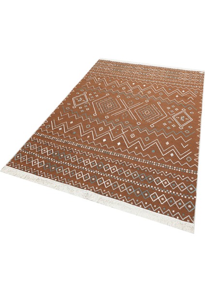 Arya Ar 05 Beıge Blue Yıkanabilir Çift Taraflı Modern Desenli Dokuma Kilim