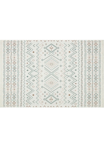 Arya Ar 05 Beıge Blue Yıkanabilir Çift Taraflı Modern Desenli Dokuma Kilim