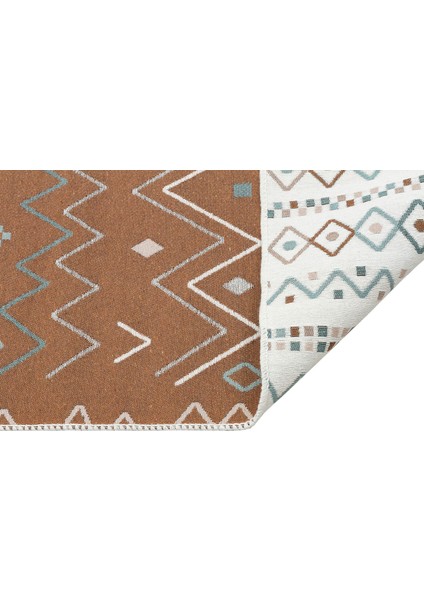 Arya Ar 05 Beıge Blue Yıkanabilir Çift Taraflı Modern Desenli Dokuma Kilim