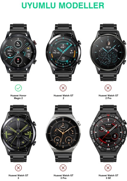 Huawei Honor Watch Magic 2 46MM Uyumlu Kordon Paslanmaz Çelik Metal Kordon Ayarlama Aparatlı fırsatları