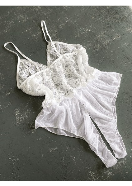 Özel Bölgesi Açık Tül Bodysuit fırsatları