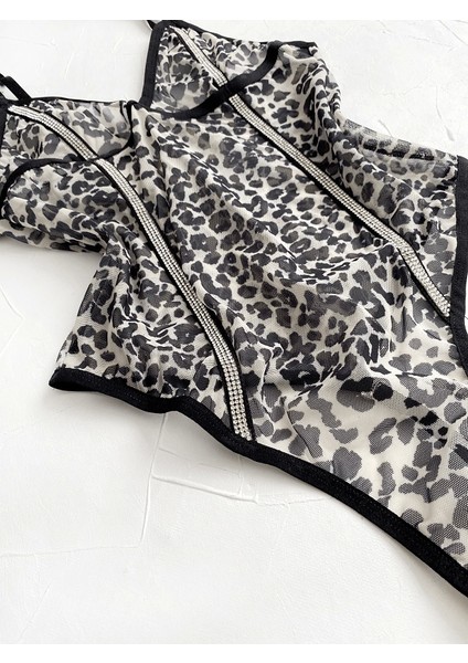 Gece İncisi Ten Leopar Bodysuit