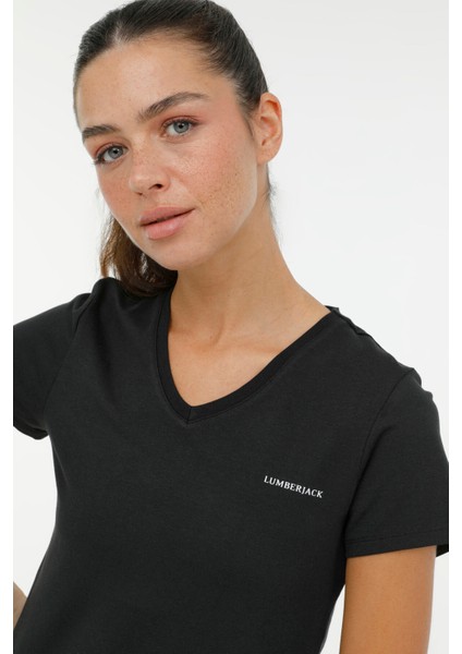 W-CT132 Basıc Modal V Nec Siyah Kadın Kısa Kol T-Shirt indirimleri