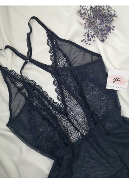 Elegance Lacivert Dantel Bodysuıt modelleri