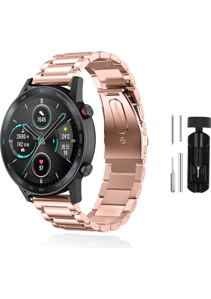 Huawei Honor Watch Magic 2 46MM Uyumlu Kordon Kordon Metal Metal Kordon Ayarlama Aparatlı