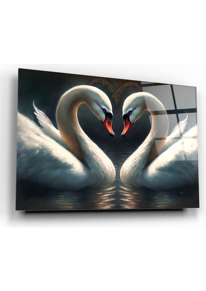 Kuğular Dekoratif Cam Tablo