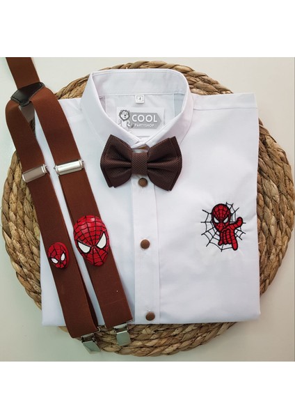 Örümcek Adam Konseptli Askı Papyon Gömlek