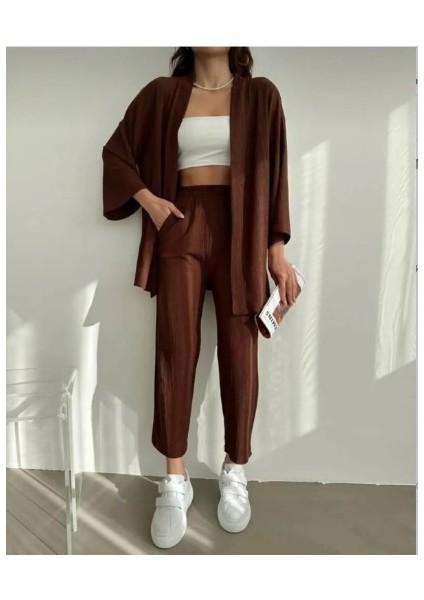 Kadın Bürümcük Kumaş Kimono Takım