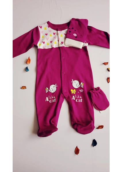 Sevimli Kedi Kız Bebek Tulum