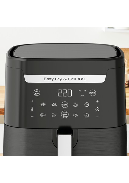 EY8018 Easy Fry & Grill & XXL Yağsız Fritöz Airfryer, 6,5 Litre Kapasite, Hava ile Kızartma & Izgara, Siyah – 7211004776