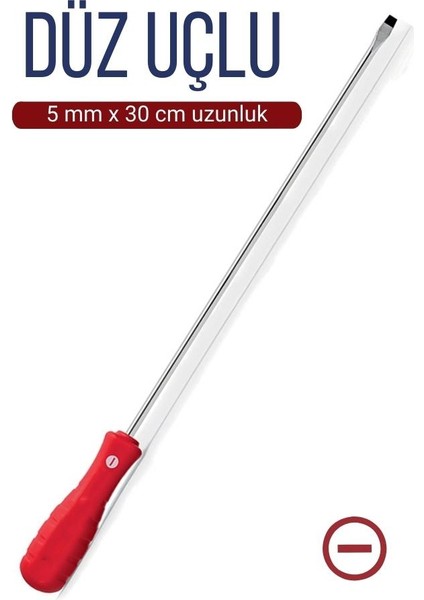 5 mm Uç 30 cm Uzunluk Düz Uç Tornavida 718382