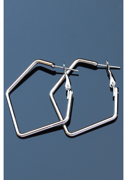 Gümüş Renk Boru Beşgen Klipsli Küpe 2mm Y4CM / G3.5cm fiyatları