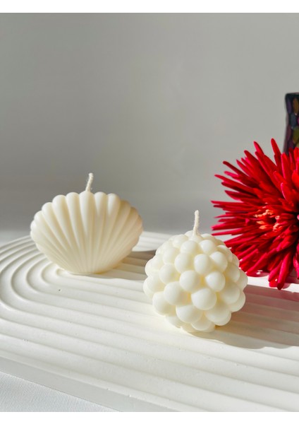 Soya Wax Dekoratif 2'li Mum Seti, Top Bubble, Istiridye, Vanilya Kokulu fiyatları