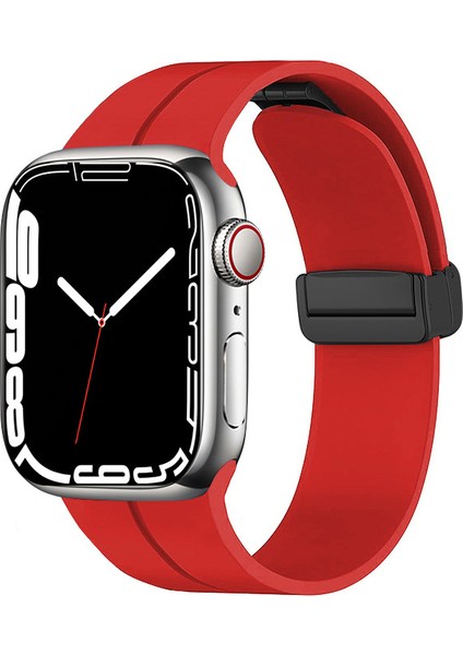 Apple Watch Ultra 49MM Uyumlu Silikon Metal Tokalı Lansman Renkler Kordon Kayış